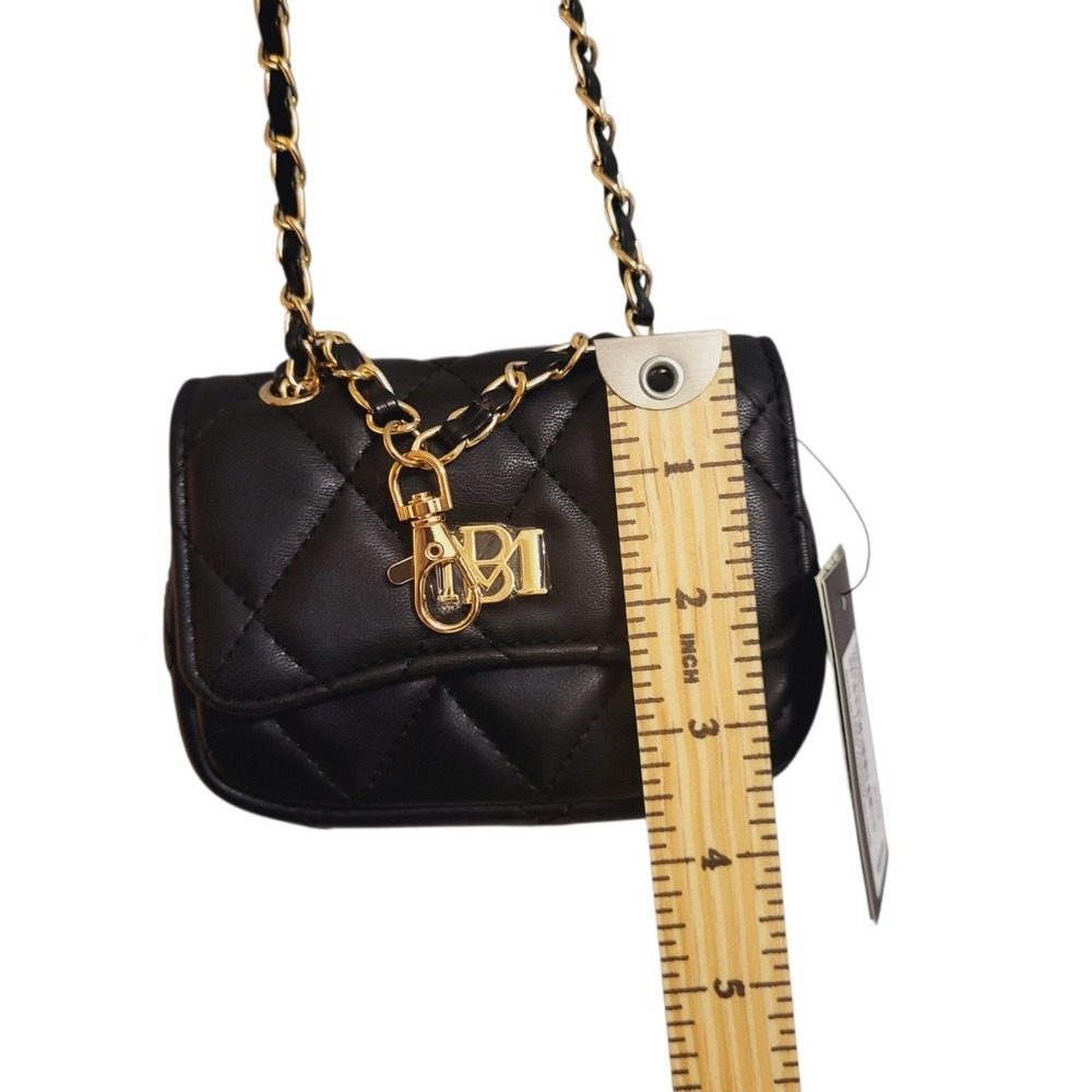 BADGLEY MISCHKA Vegan Leather Quilted Mini Bag Crossbody Black 5"x3.5"x1.5" - Picture 6 of 11